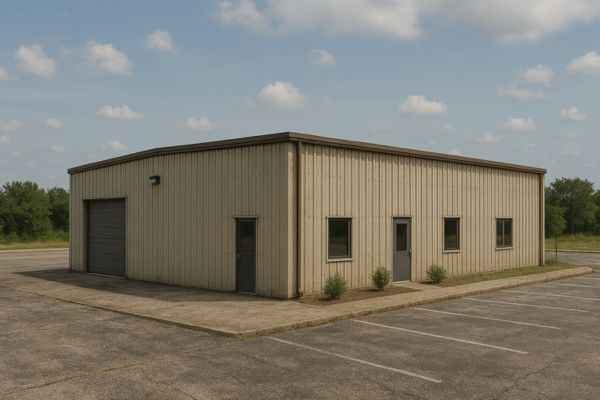 Tan metal commercial building exterior